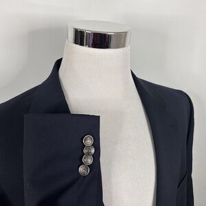 Michael Kors 46R Blazer 100% Wool Dark Navy Blue Silver Two Button Lined Vented